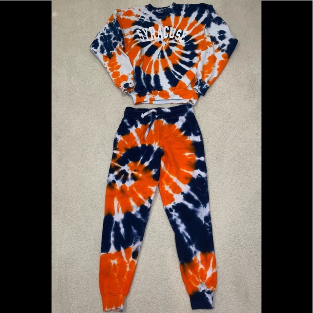 Syracuse tie dye sweatsuit sweatshirt and pants sz Sm